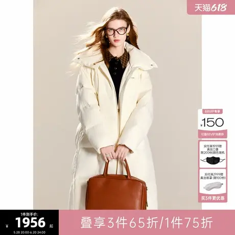 可可尼cocoon羽绒服女冬季新款2024黑色中长款小个子鸭绒保暖外套商品大图