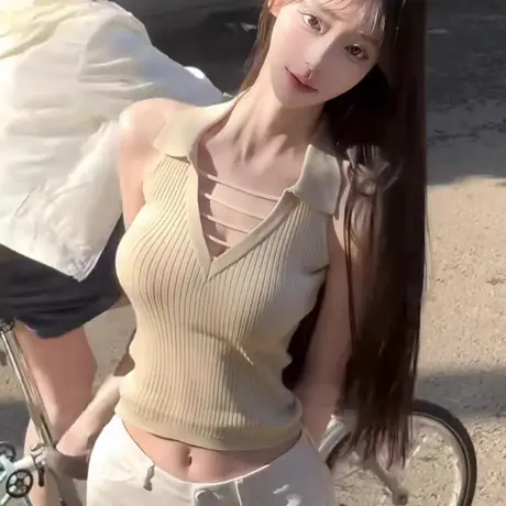 冰丝针织辣妹绝美漂亮小吊带背心女夏外穿修身高级感无袖挂脖上衣商品大图