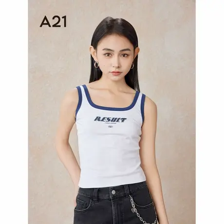 A21女装针织修身方领背心夏季新款美背外穿薄款撞色简约短款吊带商品大图