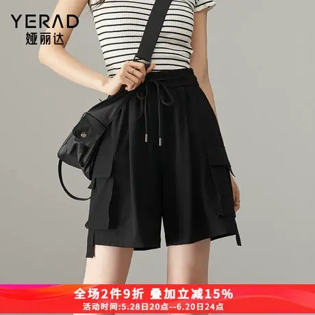 娅丽达减龄工装短裤女夏季直筒裤子2025新款薄休闲中裤美式五分裤图片