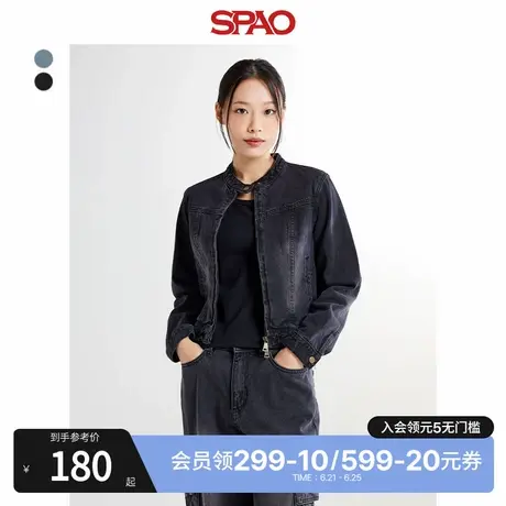 SPAO韩国同款秋冬女士简约复古休闲情侣牛仔外套SPJEE49G01商品大图