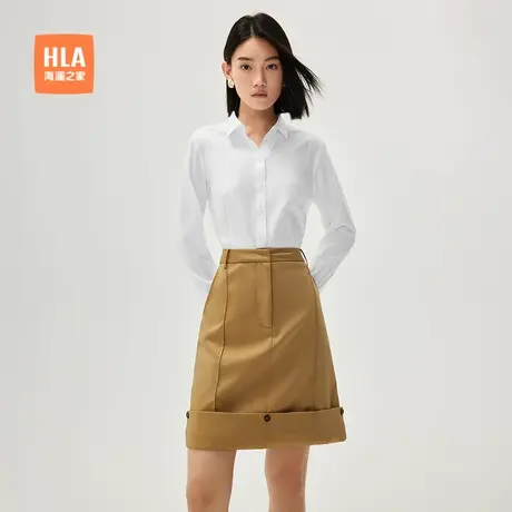 HLA/海澜之家商务通勤长袖女士正装薄衬衫秋季新款职场直筒白衬衣商品大图