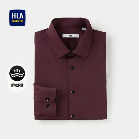 HLA/海澜之家舒微弹长袖衬衫25秋季新婚庆宴会修身尖领纯色衬衣男商品大图