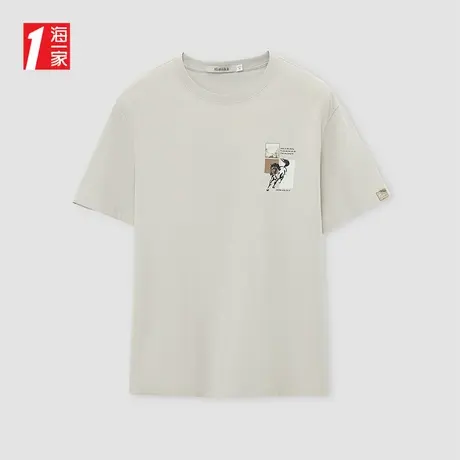 海一家经典圆领短T2025年夏季新款简约休闲印花男士短袖T恤图片