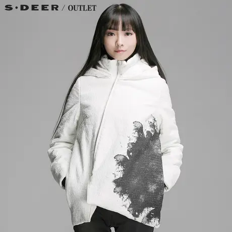 sdeer圣迪奥女装古韵墨迹晕染宽松款棉衣S14482358图片