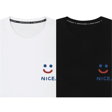 笑脸nice夏季新款情侣装短袖T恤休闲宽松笑脸卡通上衣白色打底衫图片