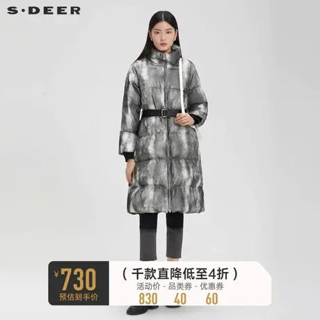 sdeer圣迪奥冬装女装时尚高领收腰长款羽绒服S22482404图片