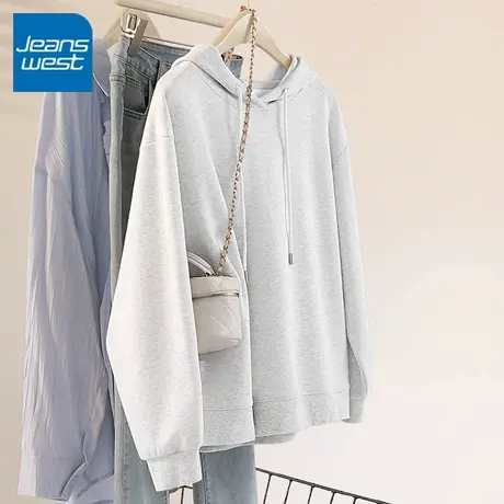 KV真维斯灰色连帽卫衣女2025新款爆款慵懒风小个子上衣春秋款外套商品大图