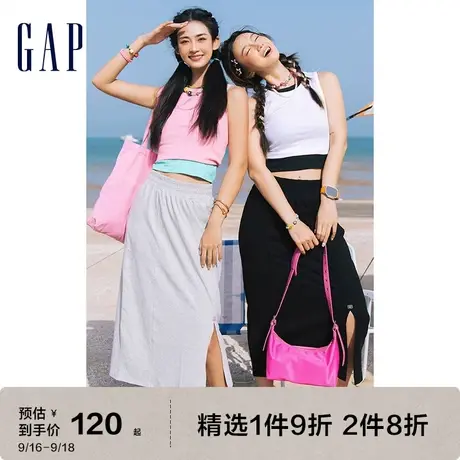 Gap女装夏季2023新款宽松直筒水洗棉半身裙660872运动卫裙商品大图