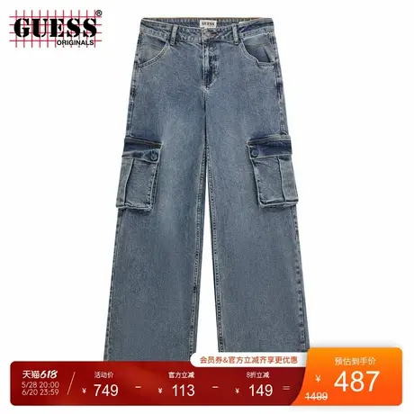GUESS Originals女士百搭多口袋水洗直筒牛仔裤商品大图
