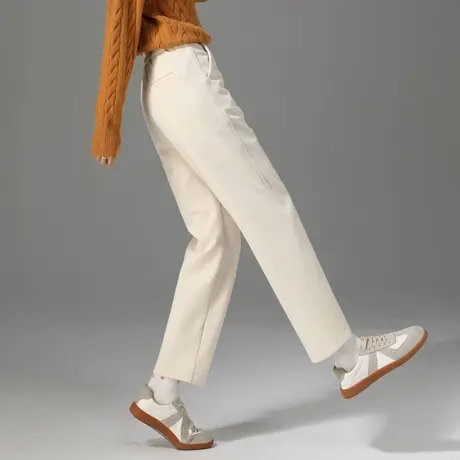 毛呢裤子女秋冬2024新款高腰哈伦裤加厚九分萝卜裤小个子休闲女裤商品大图