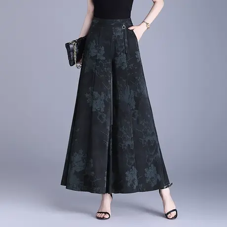 醋酸印花九分阔腿裙裤女夏季2025新款薄款宽松垂感休闲大喇叭裤裙商品大图