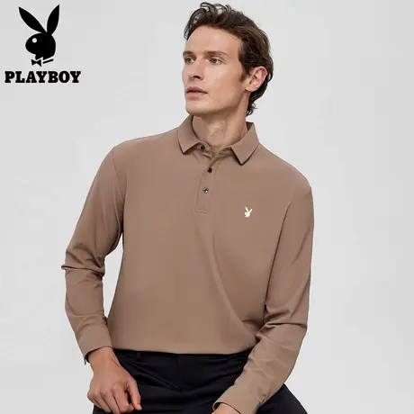 【衬衫袖口】花花公子长袖POLO衫男款纯色翻领打底衫上衣官方正品图片