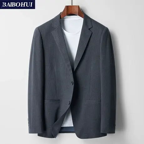 高端轻奢西装男士单西男装中青年商务休闲小西服外套韩版条纹上衣图片