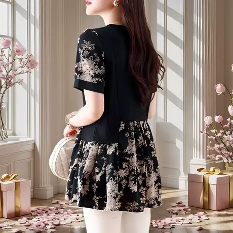 雪纺衫女短袖2025新款t恤减龄气质上衣夏季大码女装洋气中年妈妈商品大图