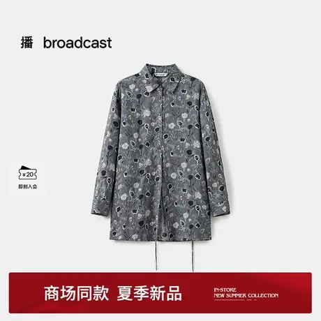 播商场同款复古印花长袖衬衫女25夏季新款轻薄慵懒上衣BDS2CD2469商品大图