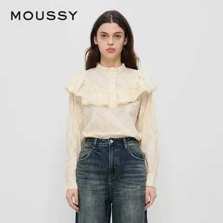 MOUSSY 夏季新品复港风文艺碎花立领花边衬衫女028HAZ30-0921图片