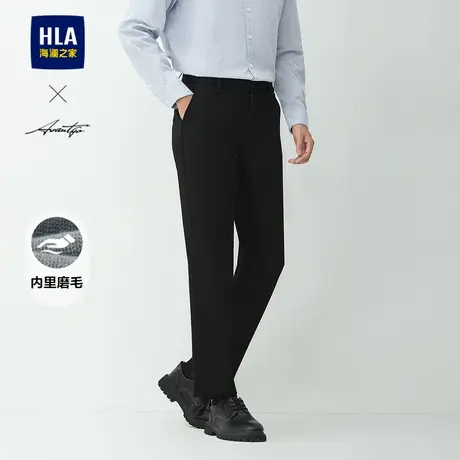 HLA/海澜之家轻商务加厚休闲裤24秋冬新款内里磨毛通勤直筒裤子男商品大图