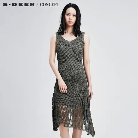 sdeer 圣迪奥女装简约纯色针织连衣裙S16281271商品大图