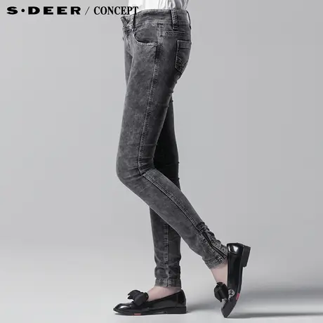sdeer圣迪奥2014春装新款女装显瘦磨白牛仔长裤3380898图片