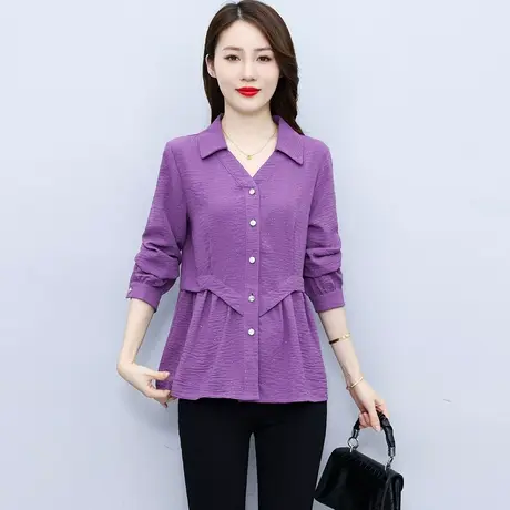 中长款打底衫女秋季新款大码胖mm巨显瘦上衣高级感气质长袖衬衣女图片