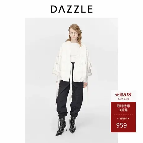 DAZZLE地素奥莱中式羽绒服冬白色绑带设计短款外套女商品大图