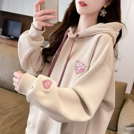 连帽卫衣女2025新款爆款春秋季韩版宽松薄款学生百搭小个子外套潮商品大图