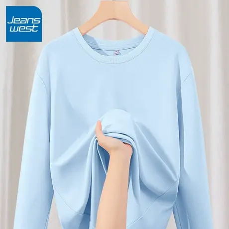 KV真维斯圆领卫衣女2025春新款爆款薄款纯色小个子情侣款大码上衣商品大图