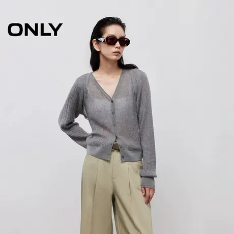 ONLY2025秋季新款空气感镂空织法软糯亲肤套装V领长袖针织衫女商品大图