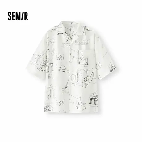 [商场同款]森马短袖衬衫男度假风印花衬衣外穿式2025新款夏装凉感图片
