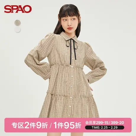 SPAO女士连衣裙春季新休闲百搭款甜少女美系带短裙SPOWC12S22商品大图