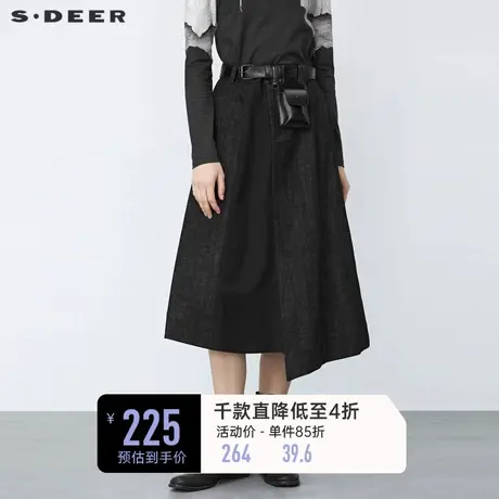 sdeer圣迪奥冬季收腰不规则牛仔拼接腰包长裙女S21481121🧞图片