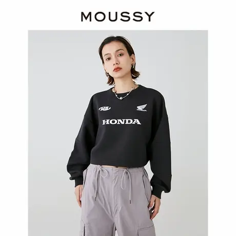 【HONDA】MOUSSY 新品LOGO印花套头短款宽松卫衣女010HSL01-0110图片