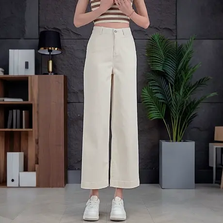 高腰显瘦水洗棉八分直筒裤女夏季薄款休闲裤垂感显瘦小个子阔腿裤商品大图