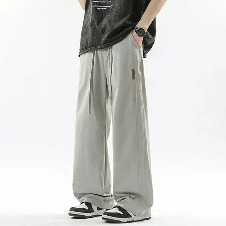 回力冰丝裤子男士夏季薄款2025新款直筒宽松工装男生运动休闲长裤图片