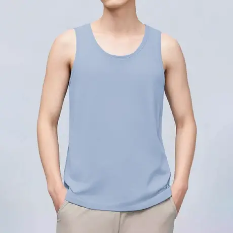 莫代尔无袖背心男夏季外穿冰丝凉感速干运动坎肩健身纯色吊带汗衫图片