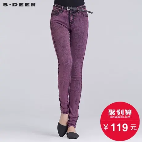 sdeer圣迪奥女夏装神秘迷离色泽修身小脚休闲水洗牛仔裤S16280836图片