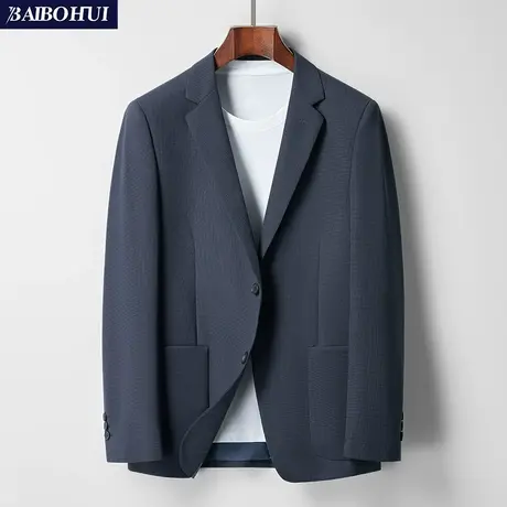 休闲西服男士上衣单件春夏季薄款纯色商务蓝色正装新款小西装外套商品大图