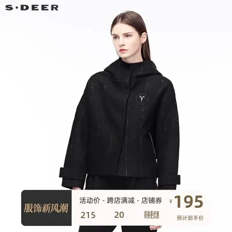 sdeer圣迪奥休闲时尚个性图案布贴点缀袖袢装饰连帽外套S18462254💈商品大图