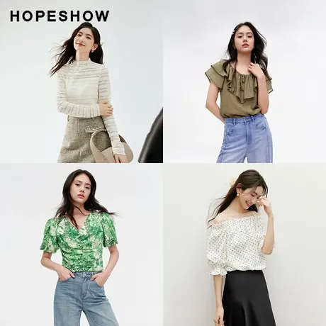 红袖outlets福利款合集蕾丝衫雪纺衫上衣女hopeshow图片