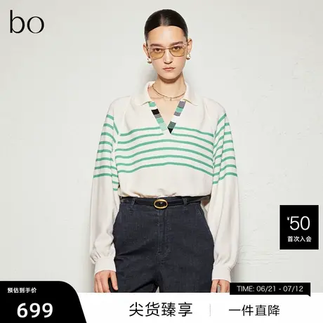 【播奥莱】播商场同款秋黑标系列休闲条纹羊毛衫BDR3SD2018图片