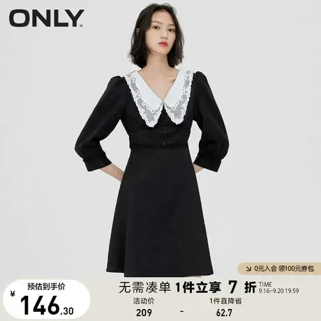 ONLY奥莱夏季法式减龄显瘦娃娃领小黑裙连衣裙女图片