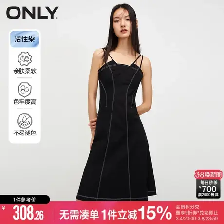 ONLY冬季收腰气质休闲短裙牛仔吊带连衣裙女|123342002图片