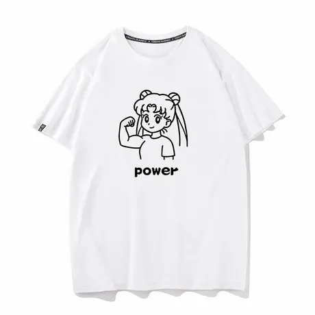 秀洛power 强的可怕美少女牌短袖黑色纯棉宽松休闲夏t恤体恤衣服图片