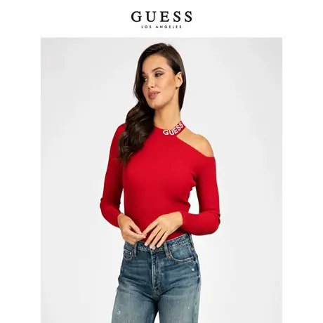 GUESS2020新款秋女士时尚露肩针织毛衣-W0BR0CZ2G50-G5F0图片