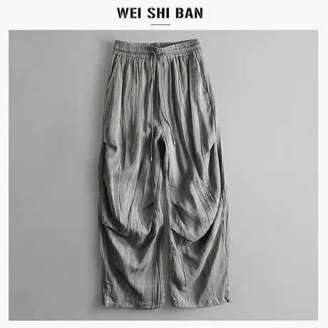 美式潮牌cityboy复古压褶垂感休闲裤男夏季脏染慵懒风拖地阔腿裤商品大图