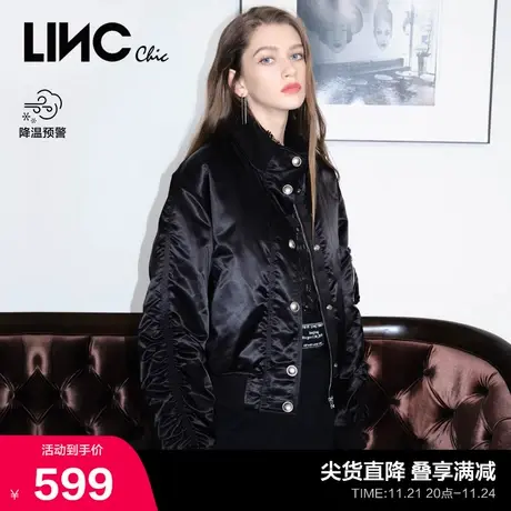 LINCCHIC金羽杰羽绒服女轻奢轻薄短款羽绒服女夹克外套Y21801101Y商品大图