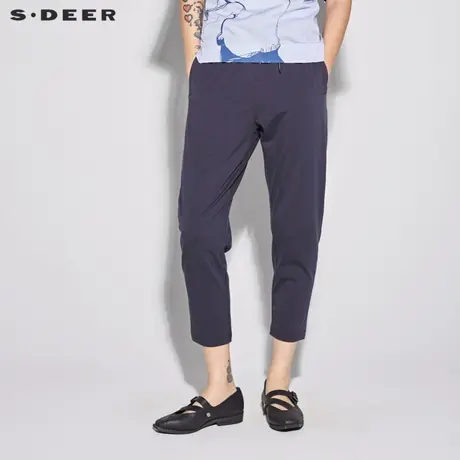 sdeer圣迪奥女装夏装松紧抽绳修身小脚运动裤S18280825图片
