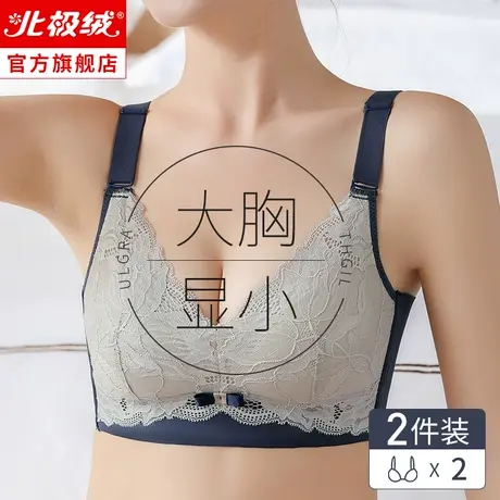 北极绒内衣女大胸显小收副乳防下垂调整型无痕聚拢无钢圈乳胶文胸图片