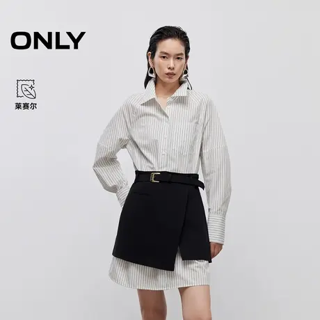 ONLY2025夏季新款显瘦A字裙摆插肩袖套装短裙长袖衬衫裙连衣裙女商品大图